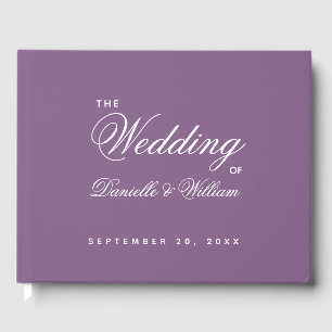 Wedding Dusty Purple Simple Calligraphy Script Guest Book