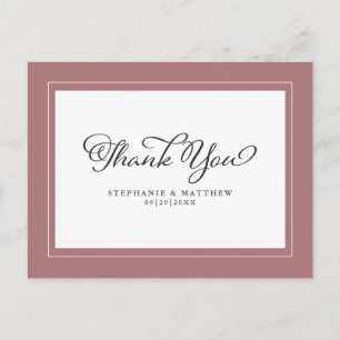 Wedding Dusty Rose Chic Modern Borders Postcard