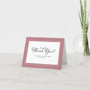 Wedding Dusty Rose Modern Chic Borders Thank You Card