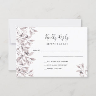 Wedding dusty rose white botanical RSVP