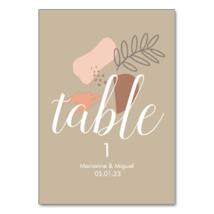 Wedding Earthy Tone Shapes Seating Table Number