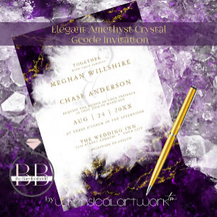 Wedding    Elegant Amethyst Crystal Geode Invitation