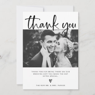 Wedding Elegant Black and White with Photos Thank You Card