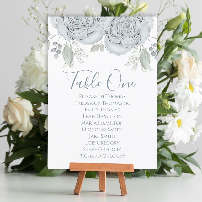 Wedding Elegant Blue Floral Table Number  (Creator Uploaded)