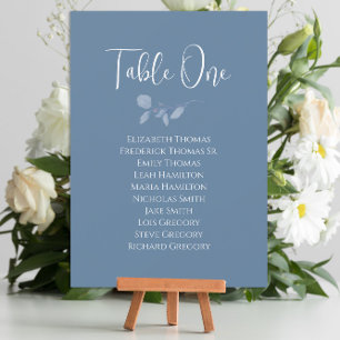 Wedding Elegant Blue Greenery Table Number