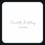 Wedding Elegant Calligraphy Creative Black White Square Sticker<br><div class="desc">This template can be customised to meet all professional occupations.</div>