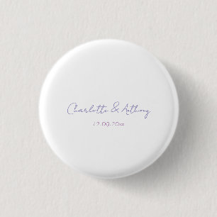 Wedding Elegant Calligraphy Creative Names & Date 3 Cm Round Badge