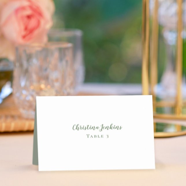 Wedding Elegant Calligraphy Sage Green Place Cards (Creator Uploaded)