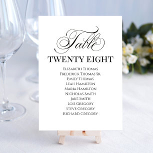 Wedding Elegant Calligraphy Script Table Number