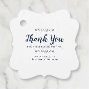 Wedding Elegant Calligraphy Thank You Blue White Favour Tags