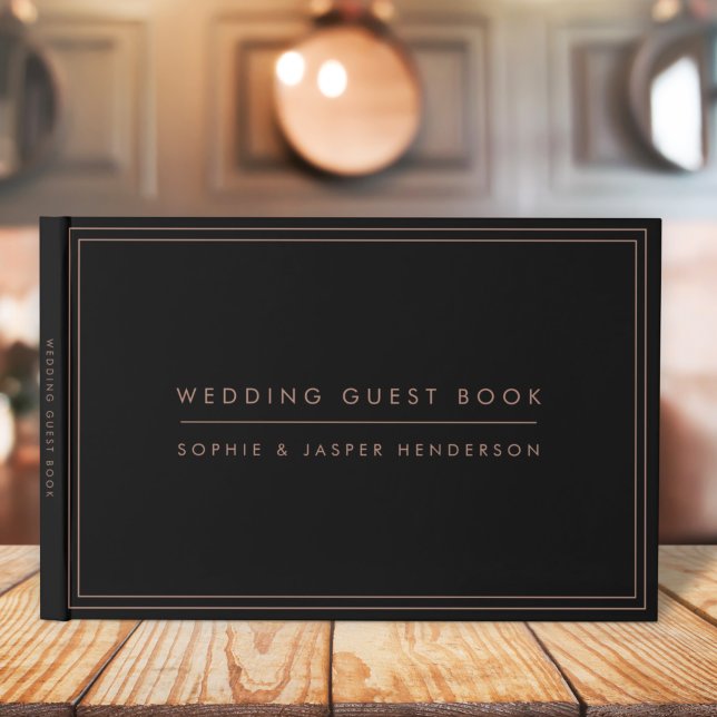 Wedding Elegant Chic Faux Rose Gold and Black Guest Book (Creator Uploaded)
