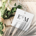 Wedding Elegant Chic Modern Monogram Foliage Key Ring<br><div class="desc">Composed of simple straight lined frames with classic cursive script and serif typography. These elements are simple,  timeless,  and classic.. 

This is designed by White Paper Birch Co. exclusive for Zazzle.

Available here:
http://www.zazzle.com/store/whitepaperbirch</div>