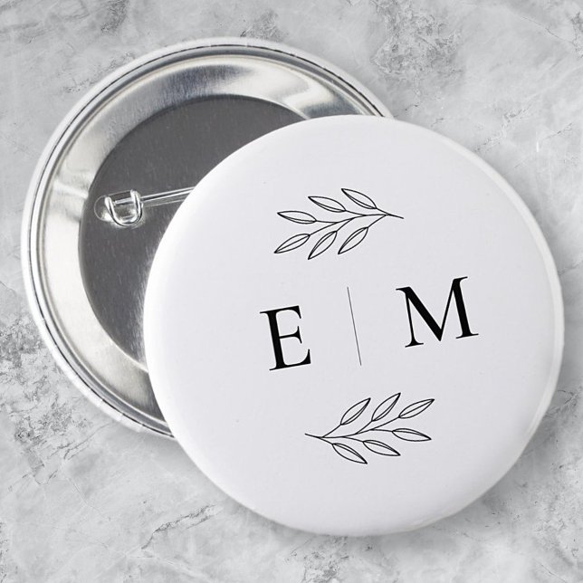 Wedding Elegant Chic Modern Simple Chic Monogram 6 Cm Round Badge (Creator Uploaded)
