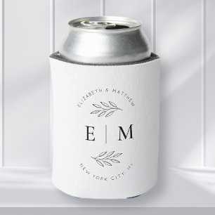 Wedding Elegant Chic Modern Simple Chic Monogram Can Cooler