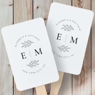 Wedding Elegant Chic Modern Simple Chic Monogram Hand Fan