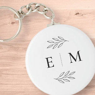 Wedding Elegant Chic Modern Simple Chic Monogram Key Ring