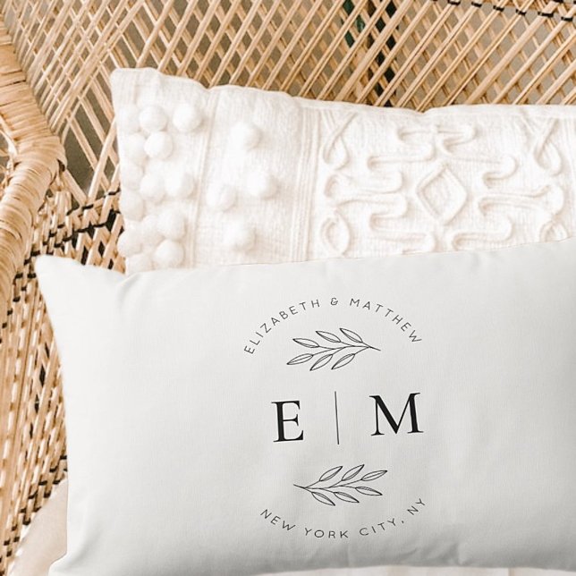 Wedding Elegant Chic Modern Simple Chic Monogram Lumbar Cushion (Creator Uploaded)