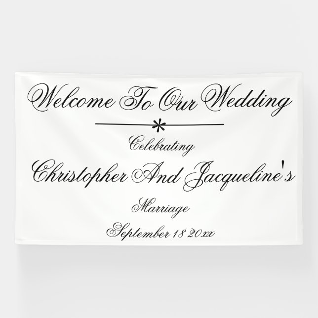 Wedding Elegant Classy White Backdrop Chic Welcome Banner (Horizontal)