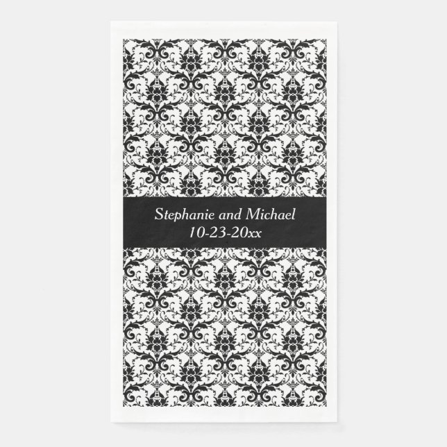 Wedding Elegant Damask Bride Groom Hand or Bath Napkin (Front)