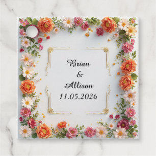 Wedding Elegant Floral Frame Design Favour Tags