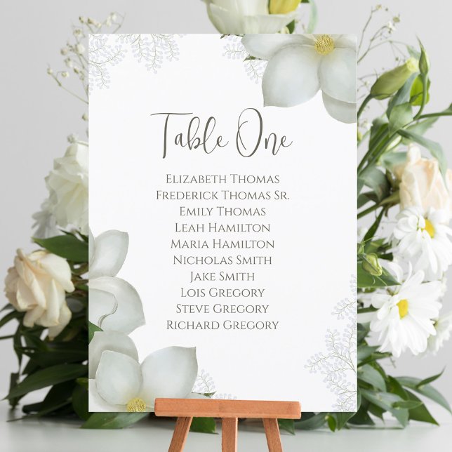 Wedding Elegant Floral Magnolia Table Number  (Creator Uploaded)