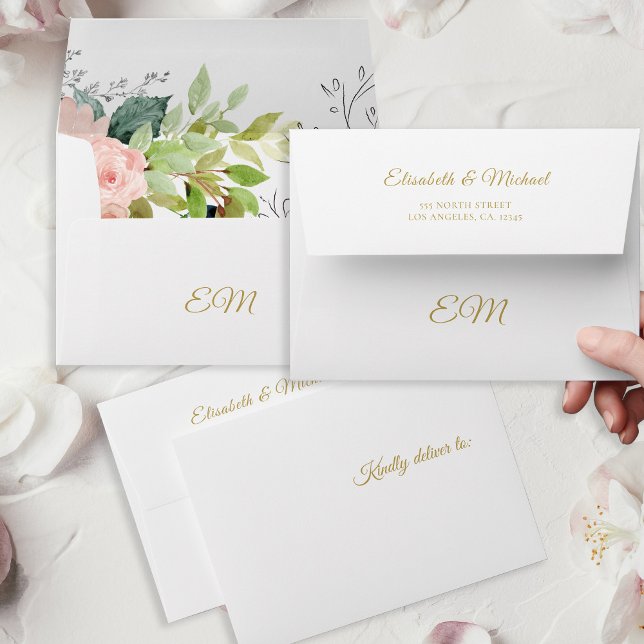 Wedding elegant floral rustic chic greenery envelope (Creator Uploaded)