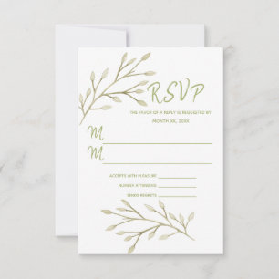 Wedding Elegant Forest Leaves Soft Pink RSVP Card