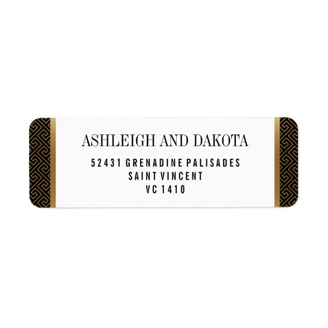 Wedding | Elegant Formal Golden Geometric on Black (Front)