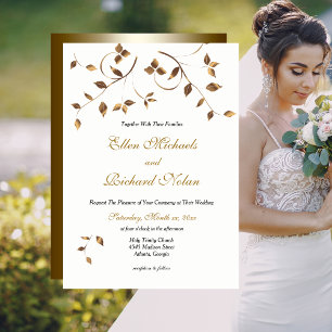 Wedding Elegant Gold and White Invitation