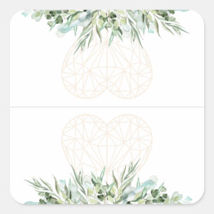 Wedding Elegant Heart Foliage Divider Tabs Square Sticker
