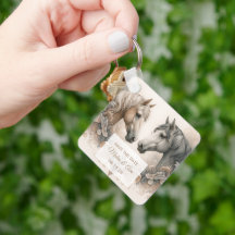 Wedding Elegant Horses Save the Date Keychain