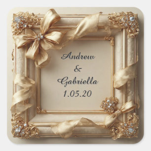 Wedding Elegant Ivory Decorative Frame Square Sticker