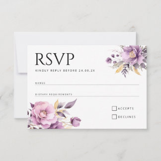Wedding elegant lilac flowers RSVP