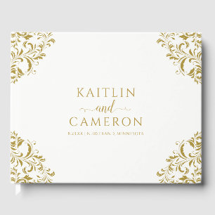 Wedding Elegant Luxury Vintage Victorian Gold Guest Book