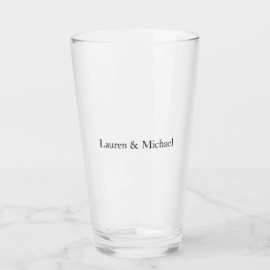 Wedding Elegant Minimalist Black White Names Glass