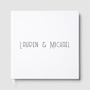 Wedding Elegant Minimalist Calligraphy Black White Guest Book
