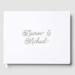 Wedding Elegant Minimalist Calligraphy Black White Guest Book