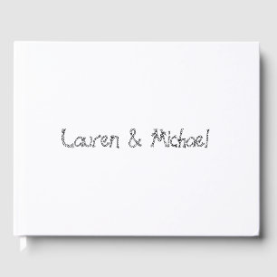 Wedding Elegant Minimalist Calligraphy Black White Guest Book
