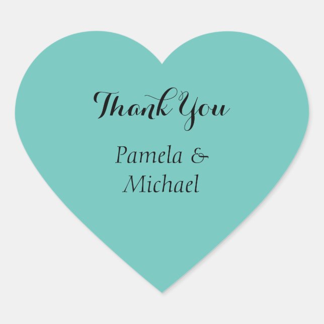 Wedding Elegant Minimalist Classic Blue Thank You Heart Sticker (Front)