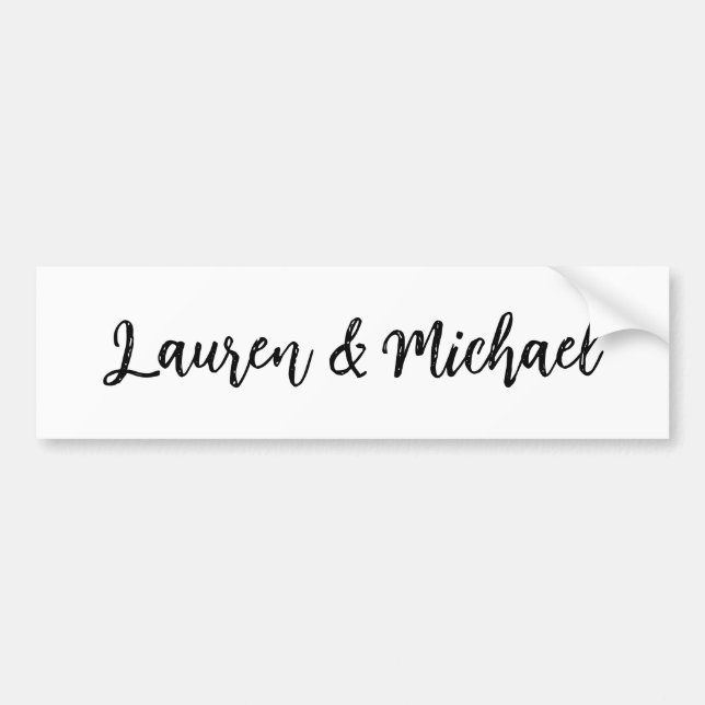 Wedding Elegant Minimalist Classical Black White Bumper Sticker (Front)