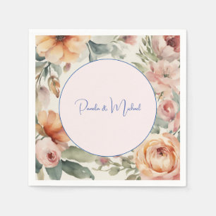 Wedding Elegant Minimalist Classical Floral Napkin