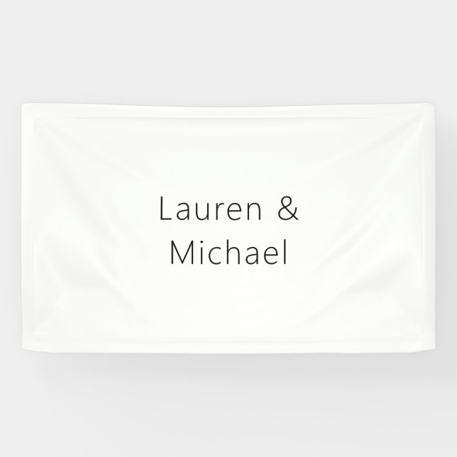 Wedding Elegant Minimalist Plain Black White Banner (Horizontal)
