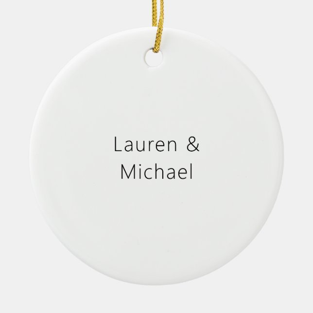 Wedding Elegant Minimalist Plain Black White Ceramic Tree Decoration (Front)