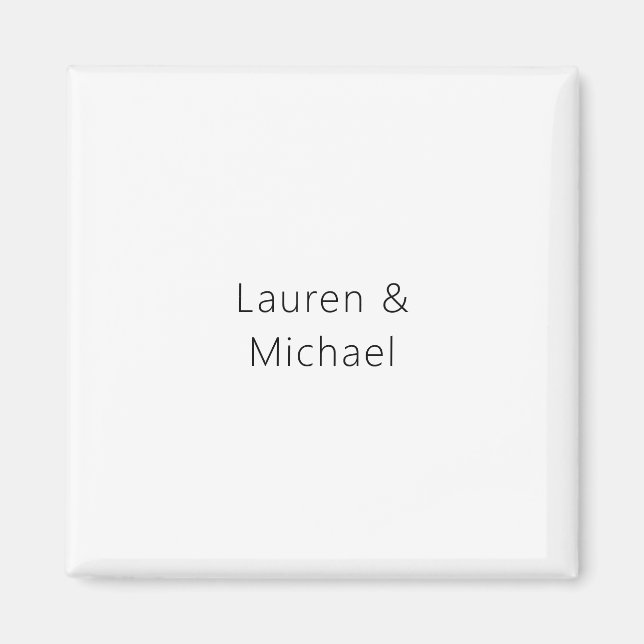 Wedding Elegant Minimalist Plain Black White Magnet (Front)