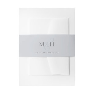 Wedding Elegant Monogram Dusty Blue Simple Invitation Belly Band