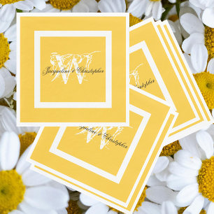 Wedding Elegant Monogram Script Chic Yellow Paper Napkin