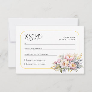 Wedding elegant pink peonies RSVP Card