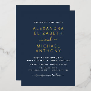 Wedding Elegant Romantic Navy Blue Gold