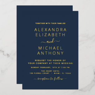 Wedding Elegant Romantic Navy Blue Gold