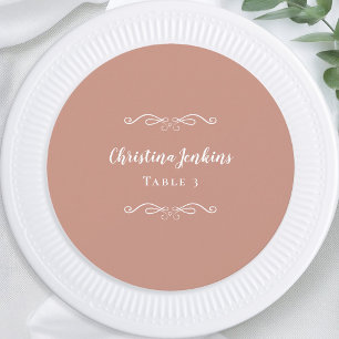 Wedding Elegant Rose Gold Round Guest Place Card